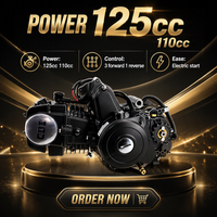 Nouvel ensemble moteur de moto 125cc, cylindre en aluminium noir, marche arrière, 3 vitesses, pour ATV, kart, buggy, tout-terrain