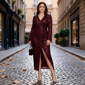 Abaya Larga de Poliéster con Lentejuelas Bordadas, Elegante Vestido de Fiesta para Mujeres Musulmanas, Venta al Por Mayor Personalizada - Product Image 1