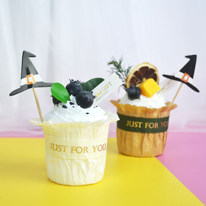 Kit <span class=keywords><strong>de</strong></span> Decoración para 24 Cupcakes <span class=keywords><strong>de</strong></span> Halloween, Adornos <span class=keywords><strong>de</strong></span> Sombrero <span class=keywords><strong>de</strong></span> Bruja y Envoltorios a Rayas con la Frase Happy Halloween para Postres <span class=keywords><strong>de</strong></span> Fiesta - Product Image 4