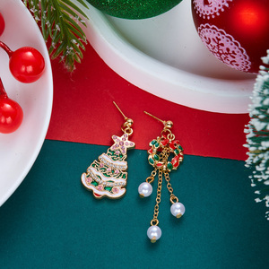 Anting-anting Rumbai Panjang Bintang Natal Baru Rinhoo untuk Wanita, Anting-anting Kristal Halus Berbentuk Pita Lonceng Berongga, Perhiasan Festival Natal - Product Image 5