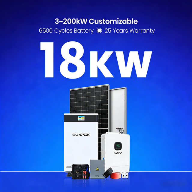 Sunpok 5kw 10kw 25kw Solar Power System Home 25kw Solar Panel Energy Systems Lifepo4 Lithium Battery Solar Energy System