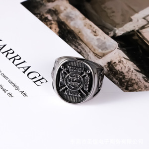 Punk Style Anchor Captain Skull <b>Titanium</b> Steel <b>Ring</b> Men's Fashion Jewelry Gift SA791 - Product Image 1