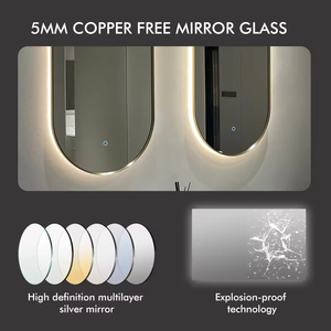 FULLSUMMER <span class=keywords><strong>Miroir</strong></span> de salle de bain Led avec bain lumineux Smart Anti-buée Ovale mural Grand <span class=keywords><strong>miroir</strong></span> pour toilette d'hôtel - Product Image 4