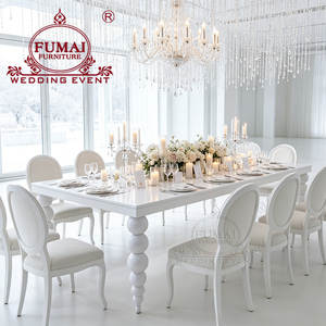 Wholesale Commercial Hotel Furniture <b>White</b> Iron Metal Glass Top 12 Seater Banquet <b>Tables</b> and Chairs - Product Image 5