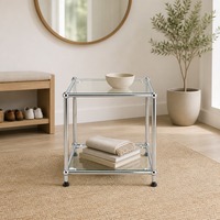 Table basse en verre trempé peu encombrante avec structure en acier inoxydable 304, assemblage rapide, table à thé, mobilier modulaire en métal