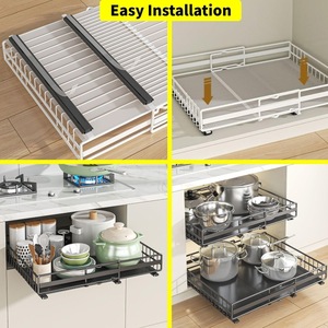 Mở rộng chiều rộng 3 Slide rails trượt ra ngăn kéo CuộN ra kệ kéo ra khỏi tủ tổ chức với chất kết dính cho Khung tủ - Product Image 4
