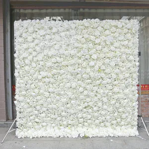 Fornecedor de decoração por atacado de seda artificial para decoração de paredes de flores, decoração de eventos para igrejas, rosa branca