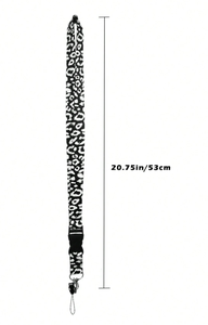 Cordon personnalisé avec logo pour clés, porte-clés élégant, long cordon pour badges d'identification, porte-monnaie, motif léopard noir, avec crochet de suspension - Product Image 3