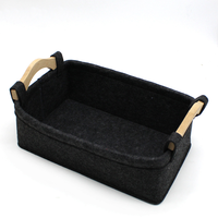 Panier de rangement pliable en feutre écologique avec poignée en bois, design carré multifonctionnel pour le rangement de jouets et de vêtements à la maison - LINFEI FELT