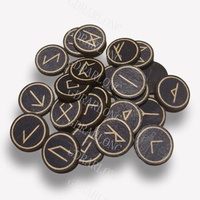 24pcs Wizard Rune Set Alchimique Bois Sculpté Méditation Autel, Outils de Divination et Cartes Décoratives en Bois pour la Maison