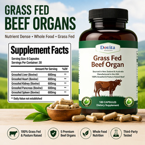 Formule Personnalisée OEM Capsules d'organes de bœuf séchés Nouvelle-Zélande Nourri à l'herbe Élevé en pâturage Foie Cœur Rein Rateau Mélange GMP - Product Image 2
