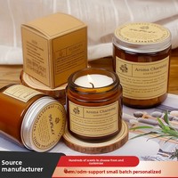 Lilin Aromaterapi Tanpa Asap Buatan Khusus Gaya Retro Waktu Bakar 20-40 Jam Grosir Dekorasi Kamar Tidur Stoples Kaca Coklat
