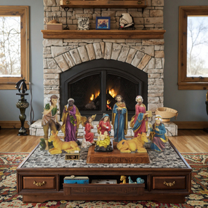 Set <span class=keywords><strong>Presepe</strong></span> Artigianale Ecologico HANDSOME con Angeli in Resina Dipinta, Scena della Natività con Gesù Bambino - Product Image 4