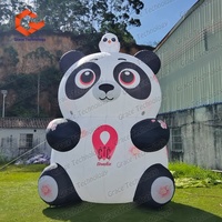Ballon publicitaire gonflable populaire en forme de panda, modèle de panda gonflable personnalisé, mascotte de panda gonflable de Noël