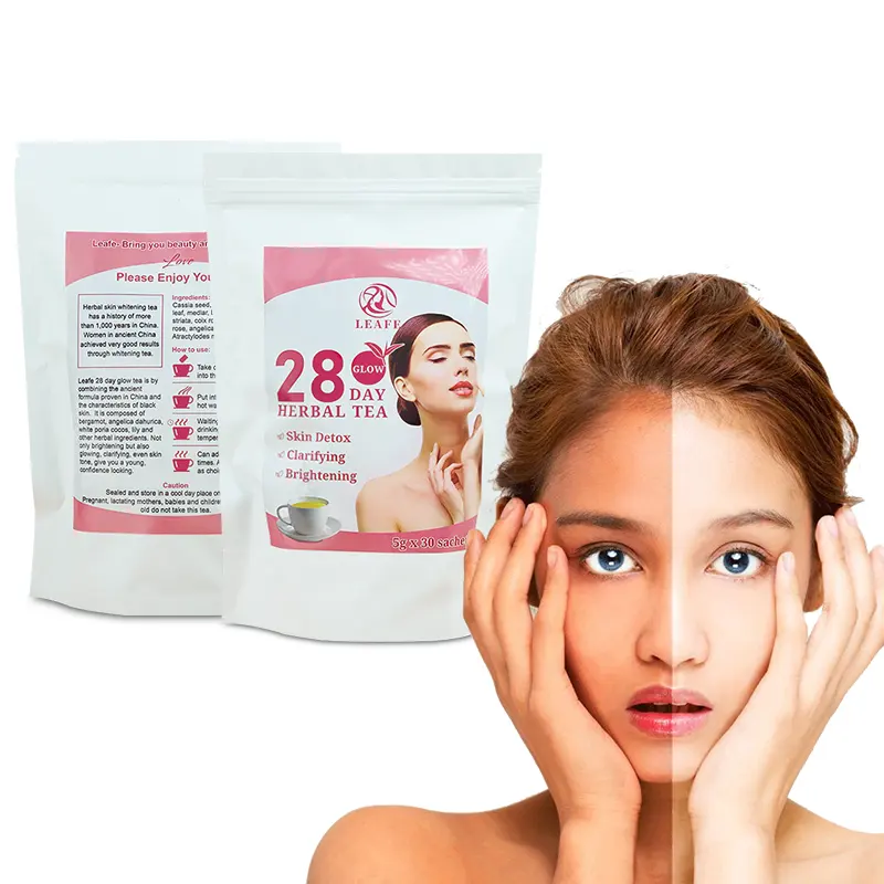 OEM Herbal Glow tea Healthy Skin lightening 28 days Glowing Tea and health skin whitening tea bag beauty for women antiaging