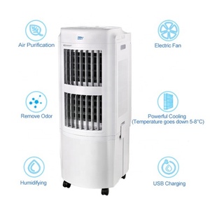 Turbinas centrífugas dobles de ahorro de energía Enfriador de aire evaporativo de CC con temporizador de 24 horas con tanque de agua de plástico de 30L para hoteles - Product Image 2