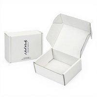Boîte d'expédition en carton ondulé blanc avec impression du logo de la marque pour l'emballage de cosmétiques, de bijoux, d'articles faits à la main, de petits articles, d'emballage e-commerce
