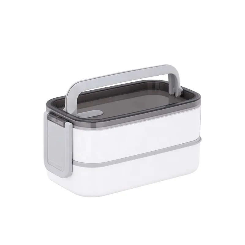 Double layer 304 stainless steel Korean square lunch box with handle portable heatable anti overflow bento lunch box