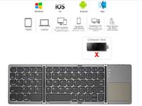 Baru Mini Nirkabel Tiga Lipat Keyboard Gigi Biru Lipat Nirkabel Gigi Biru dengan Touchpad BO33 Dapat Diisi Ulang Keyboard Lipat