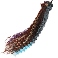 24 Pouces DE Dreadlock Synthétique Ondulé Double Extrémité Dreads 5 Brins À La Main Crochet Dreads Soft Loc Extensions pour Femmes Hommes