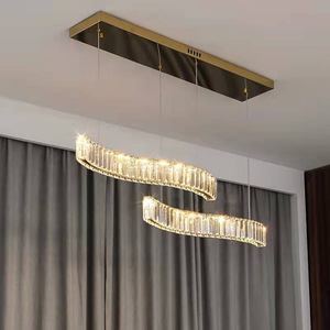 Crystal <b>Chandelier</b> Gold Finish E26 LED Pendant Light Switch Control Dimmable 3500K Warm White Shape Adjustable Height 5-Year - Product Image 3