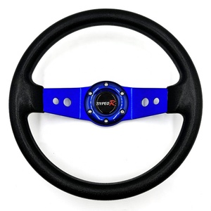 Volante Deportivo Universal de 14 Pulgadas y 4 cm de Profundidad, en Forma de Plato, de PU Azul, para Barcos - Product Image 1