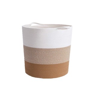 Cotton Rope Woven Foldable <b>Storage</b> <b>Basket</b> Round Three Color <b>White</b> Card Twill Laundry Organizer Home Bedroom Use - Product Image 3