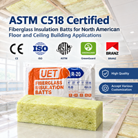 Isolation en laine de verre ignifuge conforme à la norme ASTM E84, avec cadre métallique certifié UL 723 aux États-Unis, épaisseur 8 pouces, R25.