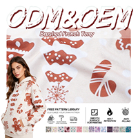 Tissu imprimé en molleton brossé 100 % polyester pour sweats à capuche, vêtements d'intérieur chauds, pulls et loungewear, commandes en gros par rouleau