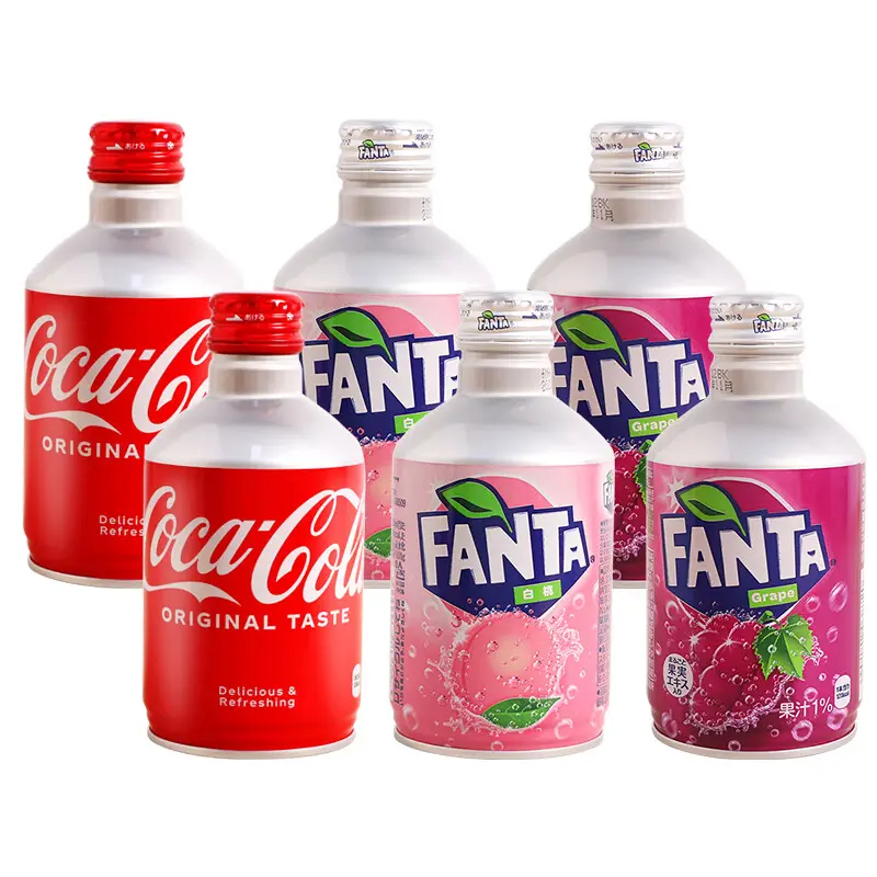 Japan Fanta Carbonated Drinks 300ml Grape White Peach Flavor Carbonated Soft Drink Soda Water Aerated Sparkling Water