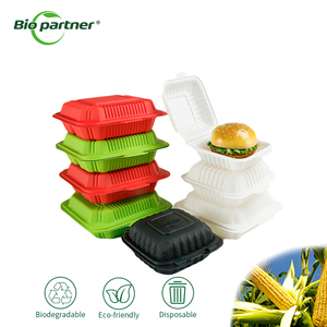 Phân hủy sinh học tinh bột ngô container thực phẩm dùng một lần bữa ăn chuẩn bị bột bắp Burger Hộp bao bì nhựa cho nhà hàng - Product Image 1
