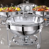 Réchaud de buffet professionnel en acier inoxydable plaqué or, 4,5 L, pour la conservation de la chaleur, idéal pour la restauration et les dîners