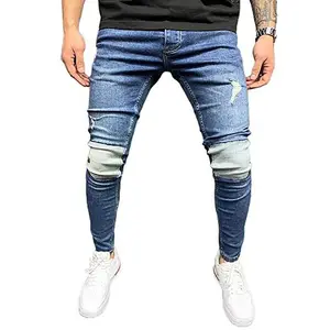 China factory Wholesale popular high quality hole patches cloth slim denim ripped men's jeans