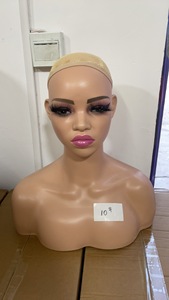 Đầu Mannequin trưng bày bán buôn có vai, hình bán thân nữ, tóc giả đen tự nhiên có lông mi, chất liệu PP, giao hàng nhanh - Product Image 5