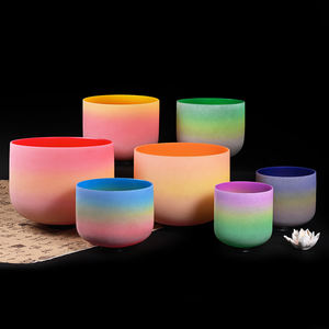 Jinfang 432Hz & 440Hz Instrument de Bain Sonore Ensemble de 7 Bols Chantants en Cristal de Quartz Givré de Couleur Arc-en-ciel pour le Yoga et la Méditation - Product Image 1