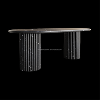 Morden Home Table de comptoir en dalle de marbre au design moderne Table à manger ou table basse en marbre Marquina noire en pierre naturelle