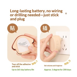 Timbre Inalámbrico Lucy <span class=keywords><strong>Pilu</strong></span>, Estilo Nórdico Adorable, para Uso en el Hogar, Baño o Dormitorio, con Botón y Alimentación por Batería - Product Image 2