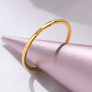 MICCI-anillo de acero inoxidable minimalista para mujer, joyería personalizada, banda fina de 1mm, chapado en oro de 18K - Product Image 4