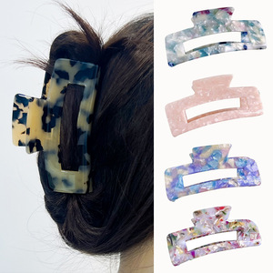 Pinza de <span class=keywords><strong>Pelo</strong></span> Grande de Acetato Estilo Coreano para Mujer, Diseño Cuadrado con Estampado de Leopardo, Retro, de Alta Gama, Hecha a Mano - Product Image 2