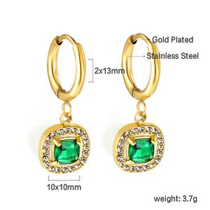 เครื่องประดับแฟชั่น ชุบทอง 18k สแตนเลสสตีล สำหรับผู้หญิง ประดับเพชรคิวบิกเซอร์โคเนีย ดีไซน์สวยงาม ต่างหูเพชรสำหรับผู้หญิง - Product Image 4