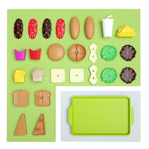 Juego de simulación de mini hamburguesas <span class=keywords><strong>Happy</strong></span> Little Chef, juguetes de comida de plástico para niños de 2 a 4 años, <span class=keywords><strong>juguete</strong></span> de cocina unisex - Product Image 2
