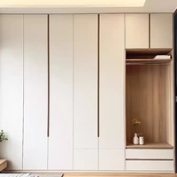 Armoire avec porte battante en placage de bois blanc, poignée en métal moderne, meubles de chambre à coucher