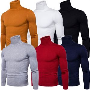 Pull chaud à col montant pour homme, nouvelle collection automne-hiver, marque de pulls pour homme, coupe ajustée, pull en tricot pour homme, col double - Product Image 1