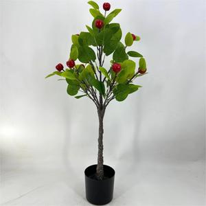 Piante verdi PE piccole artificiali Multi frutta rossa piante in vaso con foglie di eucalipto casa soggiorno decorazione Hotel ufficio - Product Image 2