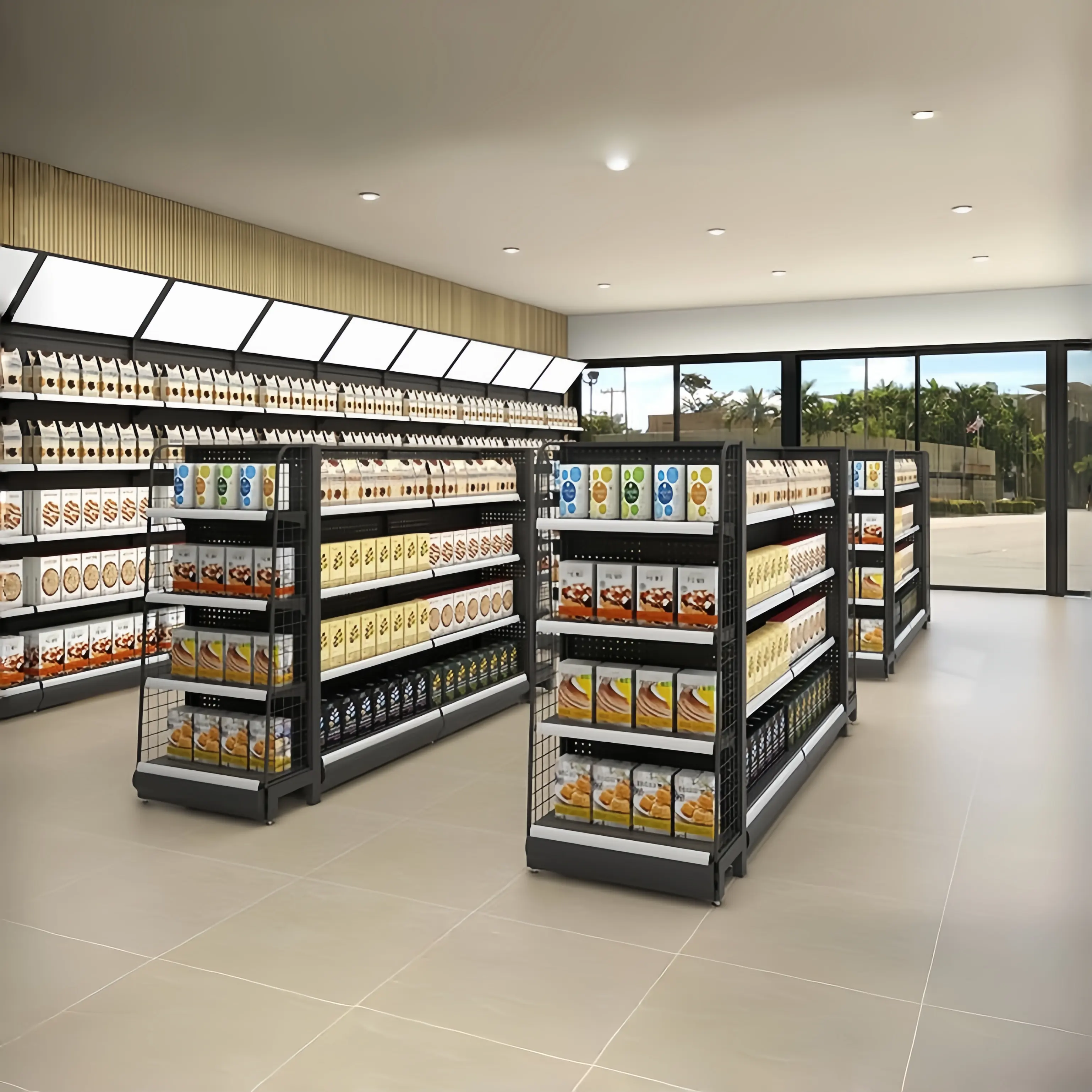 Custom supermarket goods shelves, heavy supermarket shelves display shelves, supermarket shelves wholesale
