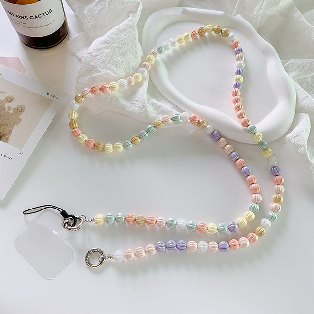 Luxury Mobile Phone Crossbody Lanyard Pearl Bracelet Chain Strap for Cellphone Cross Body Shoulder Phone Chain Pearl Keychain