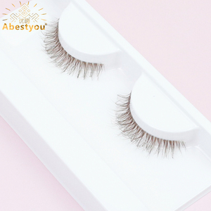 Abestyou Cils entiers auto-adhésifs pré-collés marron chocolat avec logo personnalisé, effet œil de <span class=keywords><strong>chat</strong></span> et phosphorescents - Product Image 1