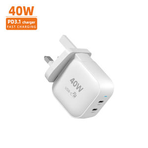 Commercio all'ingrosso 40W PPS Quick Gan USB Type c 2 porte tipo-c Eu Us Au Uk India Plug caricabatterie Super veloce da parete per iphone 15 - Product Image 6