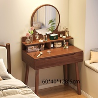 Nouvelle coiffeuse de chambre à coucher de style chinois, luxe léger, minimaliste, compacte, en bois de bouleau, avec rangement et fonction bureau