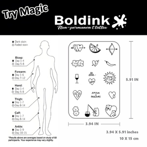 Boldink Maßgeschneiderte Realistische Puzzle-Herz-Zitronen-Körperkunst Wasserfester Langanhaltender 2-Wochen Semi-Permanenter <span class=keywords><strong>Tattoo</strong></span>-Aufkleber Jagua-Tinte - Product Image 4